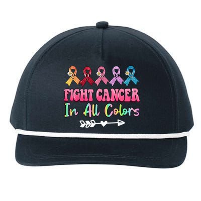 Fight Cancer In All Color Feather Breast Cancer Awareness Snapback Five-Panel Rope Hat