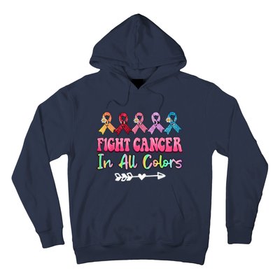 Fight Cancer In All Color Feather Breast Cancer Awareness Hoodie