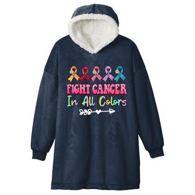 Fight Cancer In All Color Feather Breast Cancer Awareness Hooded Wearable Blanket