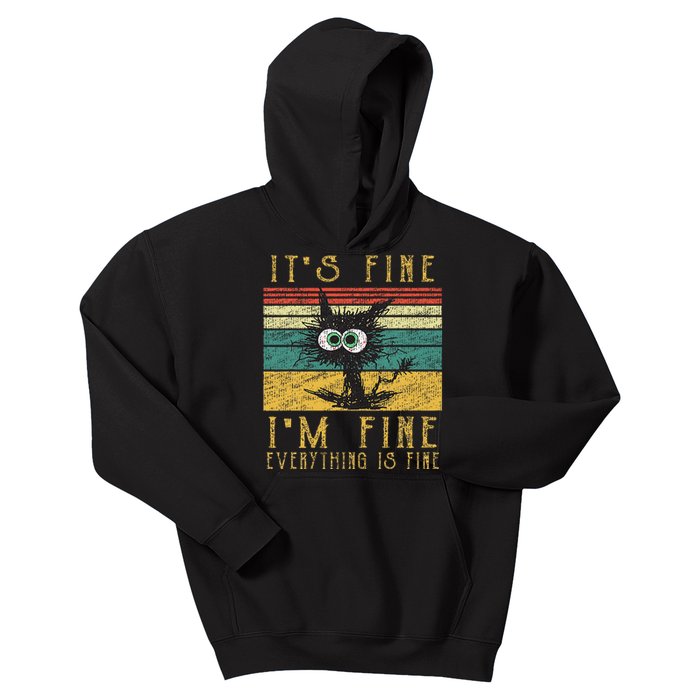 Funny Ca Its Fine Im Fine Everything Is Fine Cat Kids Hoodie