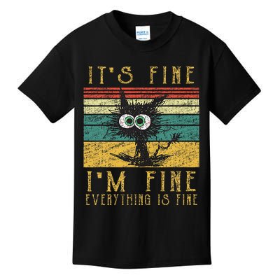 Funny Ca Its Fine Im Fine Everything Is Fine Cat Kids T-Shirt