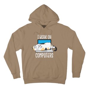 Funny Cat I Work On Computers Cat Tee Cat Lover Hoodie