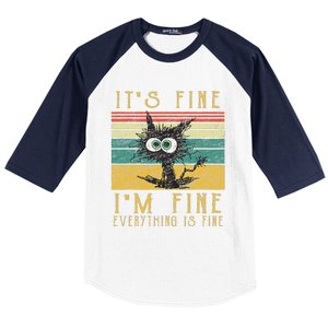 Funny Cat Its Fine Im Fine Everything Is Fine Cat Baseball Sleeve Shirt