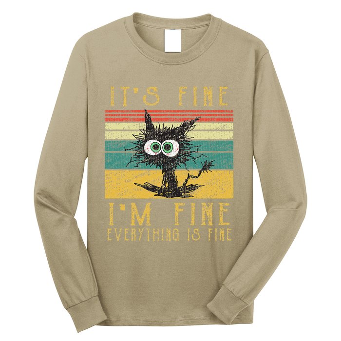 Funny Cat Its Fine Im Fine Everything Is Fine Cat Long Sleeve Shirt