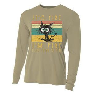 Funny Cat Its Fine Im Fine Everything Is Fine Cat Cooling Performance Long Sleeve Crew