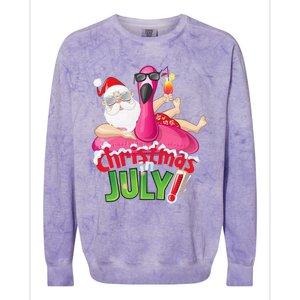 Funny Christmas in July Summer Flamingo Float Xmas Colorblast Crewneck Sweatshirt