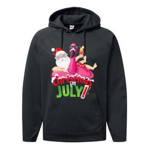 Funny Christmas in July Summer Flamingo Float Xmas Performance Fleece Hoodie