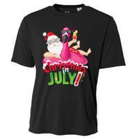 Funny Christmas in July Summer Flamingo Float Xmas Cooling Performance Crew T-Shirt