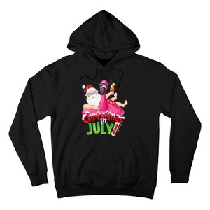 Funny Christmas in July Summer Flamingo Float Xmas Hoodie