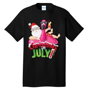 Funny Christmas in July Summer Flamingo Float Xmas Tall T-Shirt