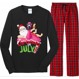 Funny Christmas in July Summer Flamingo Float Xmas Long Sleeve Pajama Set