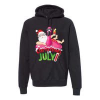 Funny Christmas in July Summer Flamingo Float Xmas Premium Hoodie