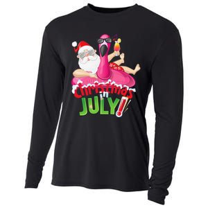 Funny Christmas in July Summer Flamingo Float Xmas Cooling Performance Long Sleeve Crew