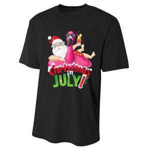 Funny Christmas in July Summer Flamingo Float Xmas Performance Sprint T-Shirt