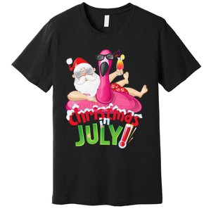 Funny Christmas in July Summer Flamingo Float Xmas Premium T-Shirt