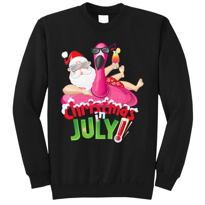 Funny Christmas in July Summer Flamingo Float Xmas Tall Sweatshirt