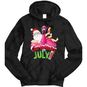 Funny Christmas in July Summer Flamingo Float Xmas Tie Dye Hoodie