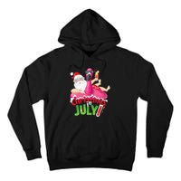 Funny Christmas in July Summer Flamingo Float Xmas Tall Hoodie