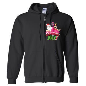 Funny Christmas in July Summer Flamingo Float Xmas Full Zip Hoodie