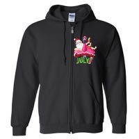 Funny Christmas in July Summer Flamingo Float Xmas Full Zip Hoodie