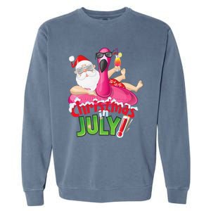 Funny Christmas in July Summer Flamingo Float Xmas Garment-Dyed Sweatshirt