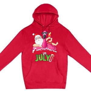 Funny Christmas in July Summer Flamingo Float Xmas Premium Pullover Hoodie