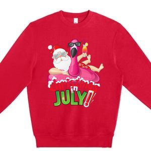 Funny Christmas in July Summer Flamingo Float Xmas Premium Crewneck Sweatshirt