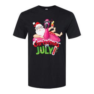 Funny Christmas in July Summer Flamingo Float Xmas Softstyle CVC T-Shirt