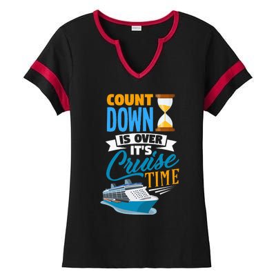 funny Countdown Is Over It's Cruise Time Cruising Ladies Halftime Notch Neck Tee