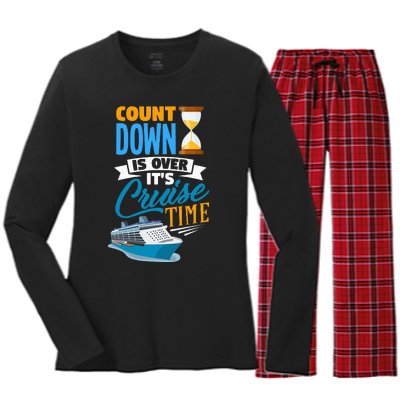 funny Countdown Is Over It's Cruise Time Cruising Women's Long Sleeve Flannel Pajama Set 