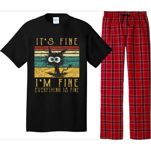 Funny Cat It's Fine I'm Fine Everything Is Fine Cat Pajama Set