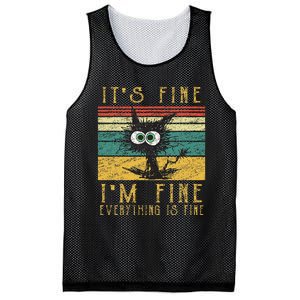 Funny Cat It's Fine I'm Fine Everything Is Fine Cat Mesh Reversible Basketball Jersey Tank