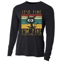 Funny Cat It's Fine I'm Fine Everything Is Fine Cat Cooling Performance Long Sleeve Crew