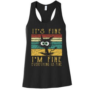 Funny Cat It's Fine I'm Fine Everything Is Fine Cat Women's Racerback Tank