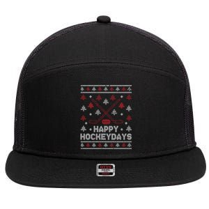 Funny Christmas Ice Hockey Player Fan Xmas Happy Hockeydays Gift 7 Panel Mesh Trucker Snapback Hat