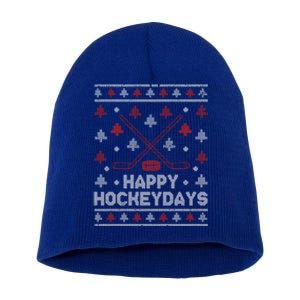 Funny Christmas Ice Hockey Player Fan Xmas Happy Hockeydays Gift Short Acrylic Beanie