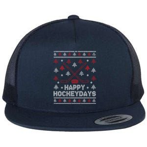 Funny Christmas Ice Hockey Player Fan Xmas Happy Hockeydays Gift Flat Bill Trucker Hat