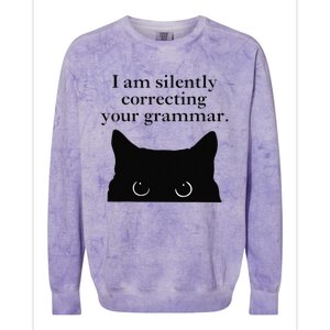 Funny Cat I Am Silently Correcting Your Grammar Colorblast Crewneck Sweatshirt