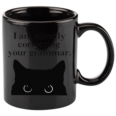 Funny Cat I Am Silently Correcting Your Grammar 11oz C Handle Ceramic Mug