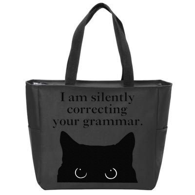 Funny Cat I Am Silently Correcting Your Grammar Zip Tote Bag