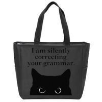 Funny Cat I Am Silently Correcting Your Grammar Zip Tote Bag