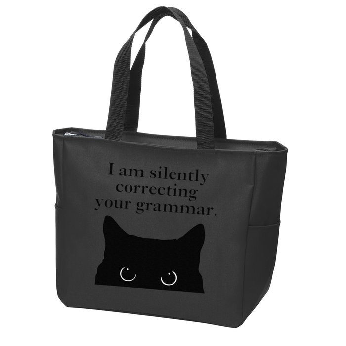Funny Cat I Am Silently Correcting Your Grammar Zip Tote Bag