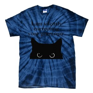 Funny Cat I Am Silently Correcting Your Grammar Tie-Dye T-Shirt