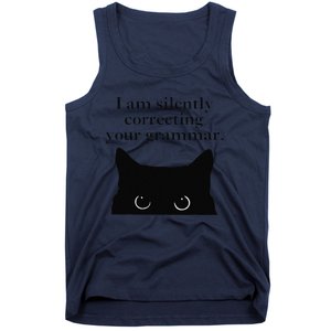 Funny Cat I Am Silently Correcting Your Grammar Tank Top