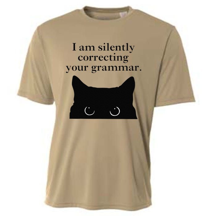 Funny Cat I Am Silently Correcting Your Grammar Cooling Performance Crew T-Shirt