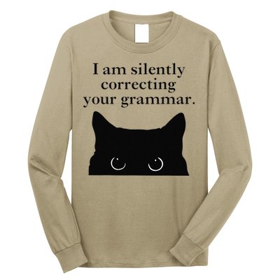 Funny Cat I Am Silently Correcting Your Grammar Long Sleeve Shirt