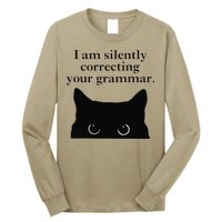 Funny Cat I Am Silently Correcting Your Grammar Long Sleeve Shirt
