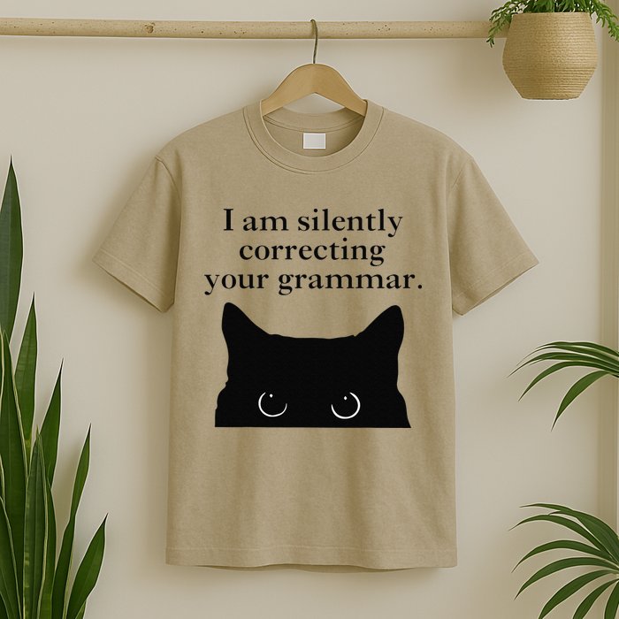 Funny Cat I Am Silently Correcting Your Grammar T-Shirt