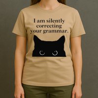 Funny Cat I Am Silently Correcting Your Grammar T-Shirt