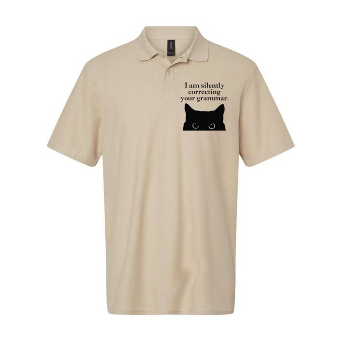 Funny Cat I Am Silently Correcting Your Grammar Softstyle Adult Sport Polo